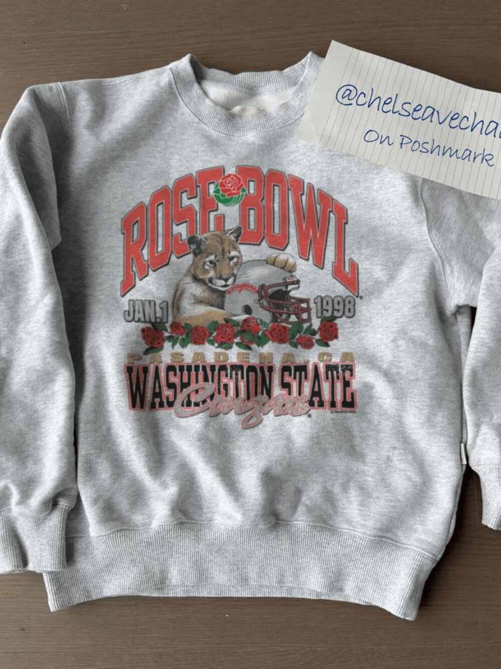 Vintage 90s Washington State Cougars 1998 NCAA Rose Bowl Football Sweatshirt